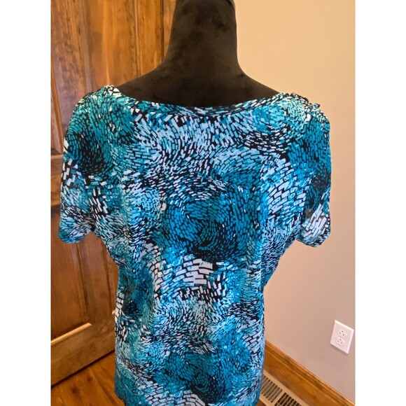 212 Womens Blouse Plus Size XL Top Short Sleeved ShirtTurquoise Flowy Ruffle - Picture 6 of 9